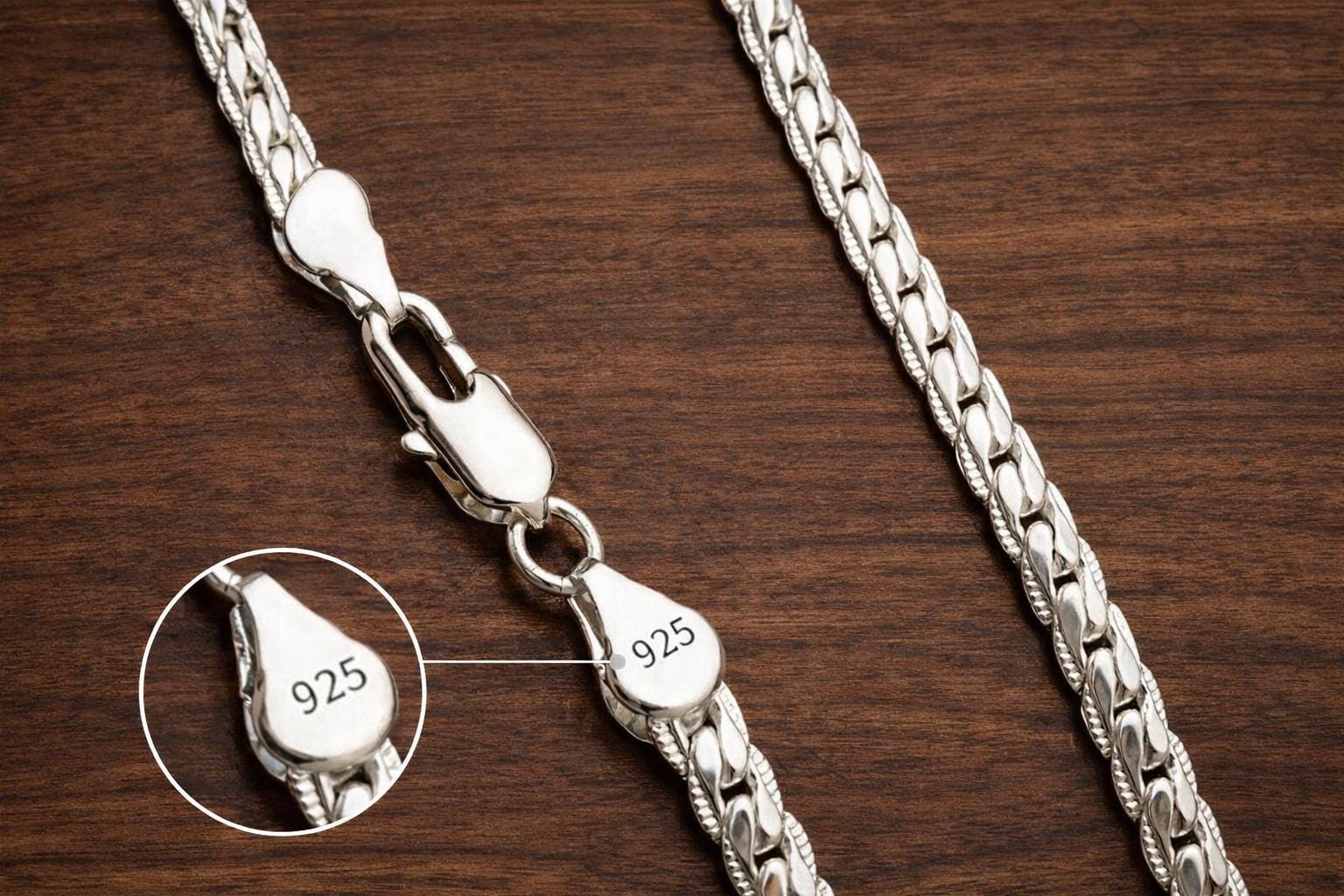 925 Sterling Silver Luxury Chain Necklace 50cm, Unisex Everyday Jewelry Gift