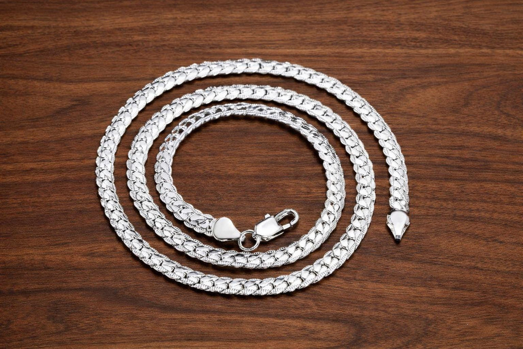 925 Sterling Silver Luxury Chain Necklace 50cm, Unisex Everyday Jewelry Gift
