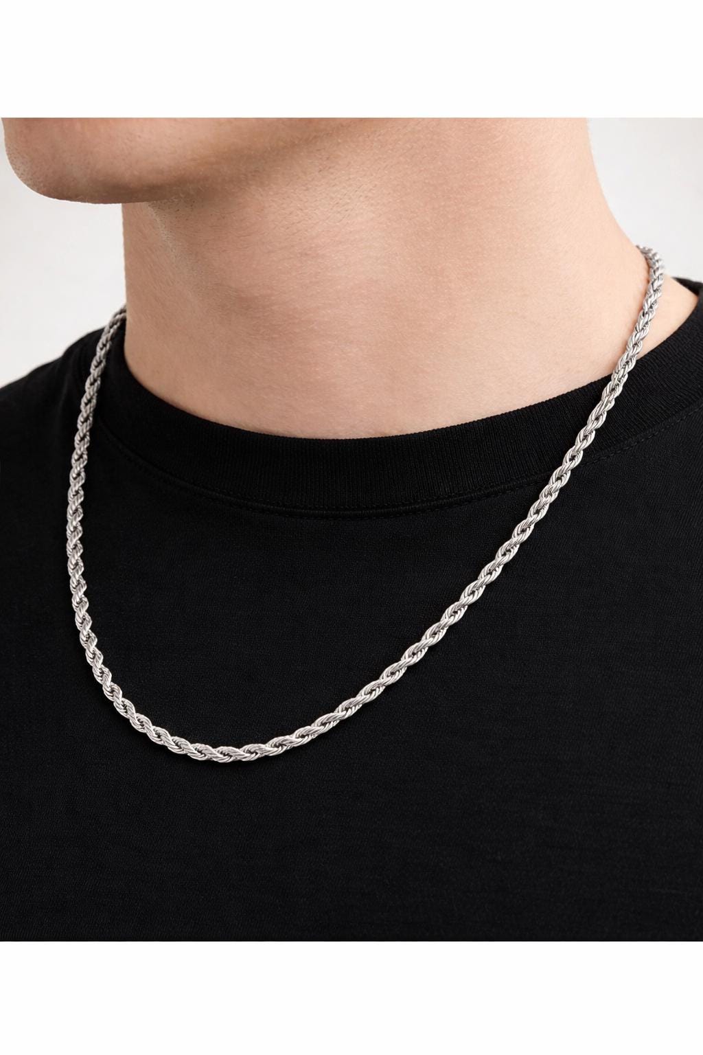 925 Sterling Silver Rope Chain Necklace, Unisex Layering Jewelry, Gift for Him Her