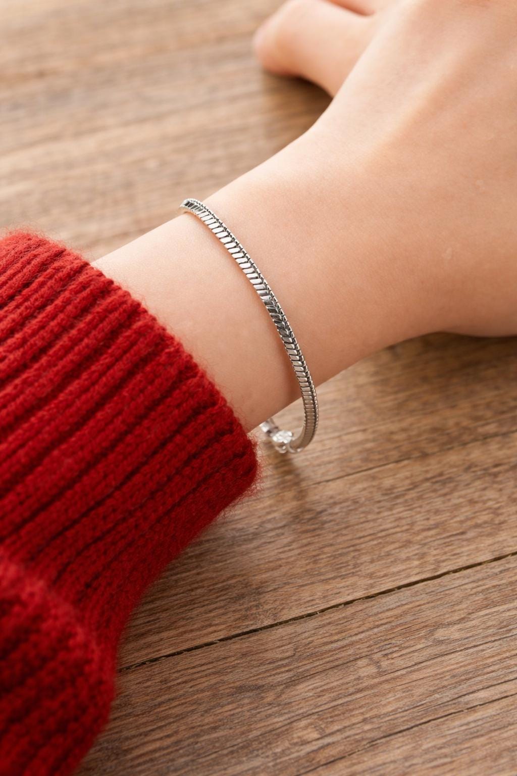 925 Sterling Silver Adjustable Snake Chain Bracelet 16–23cm, Minimalist Elegant Style
