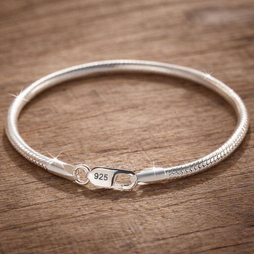 925 Sterling Silver Snake Chain Bracelet, Minimalist Elegant Jewelry, Adjustable 16-23cm