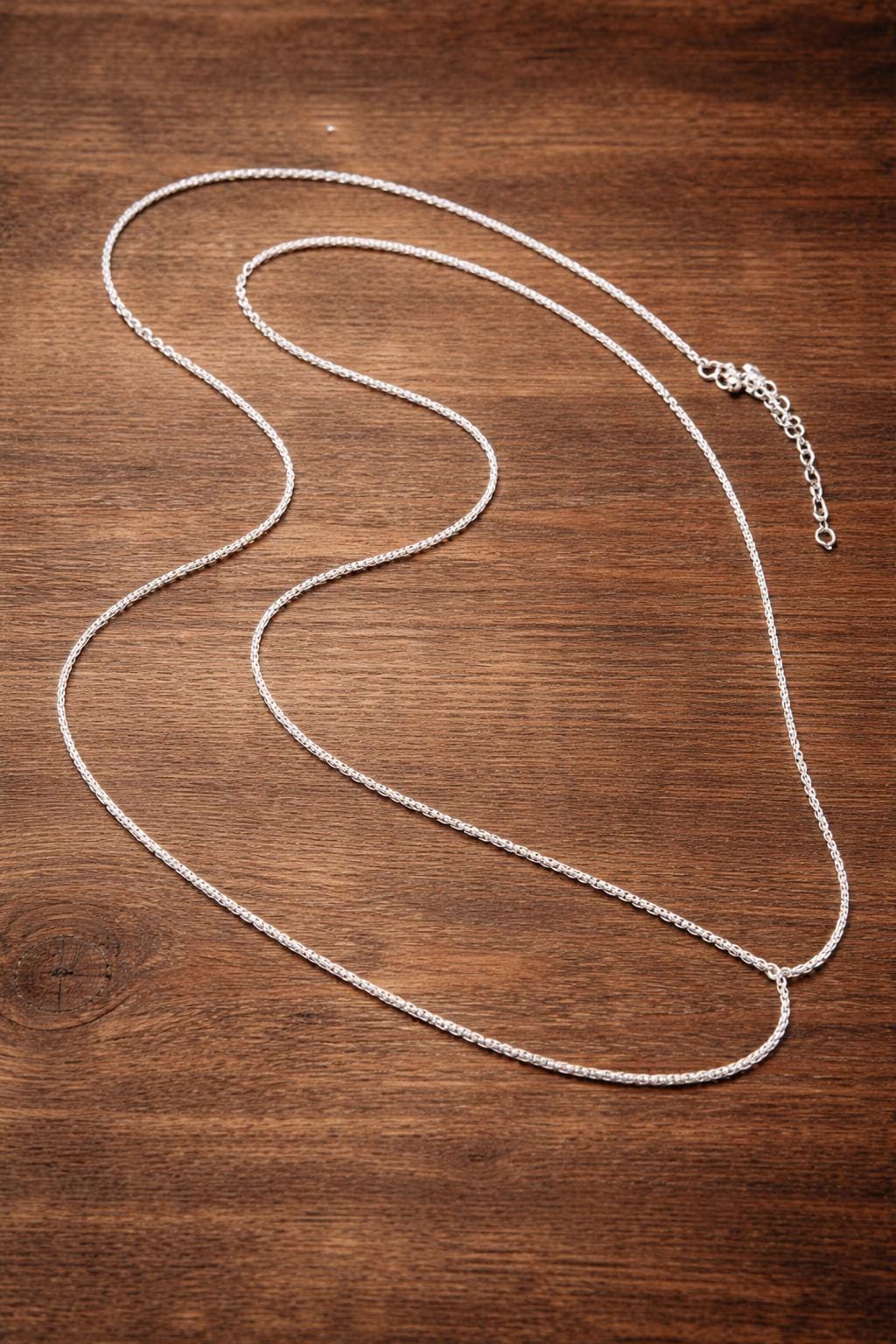 925 Sterling Silver Plated Shiny Chain Necklace, Minimalist Couple Choker