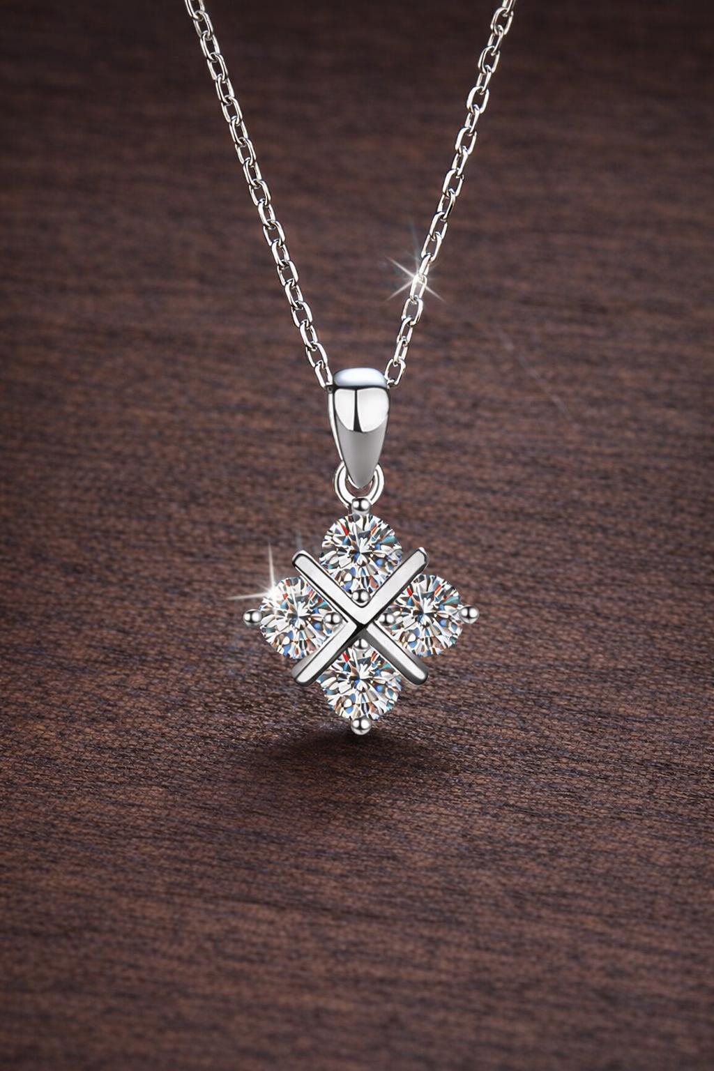 925 Sterling Silver Moissanite Necklace, 1.2 Carat Sparkling Pendant, Women's Luxury Jewelry