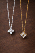 925 Sterling Silver Flower Necklace, Cubic Zirconia Pendant, Elegant Wedding Jewelry