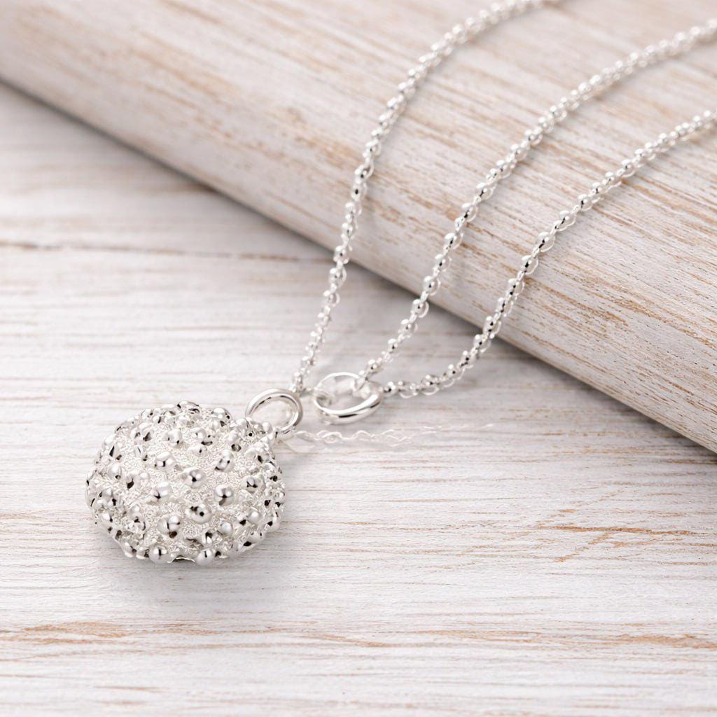 Sterling Silver Plated Coral Pendant Necklace, Ocean Inspired Elegant Jewelry (16-30 Inch Chain)