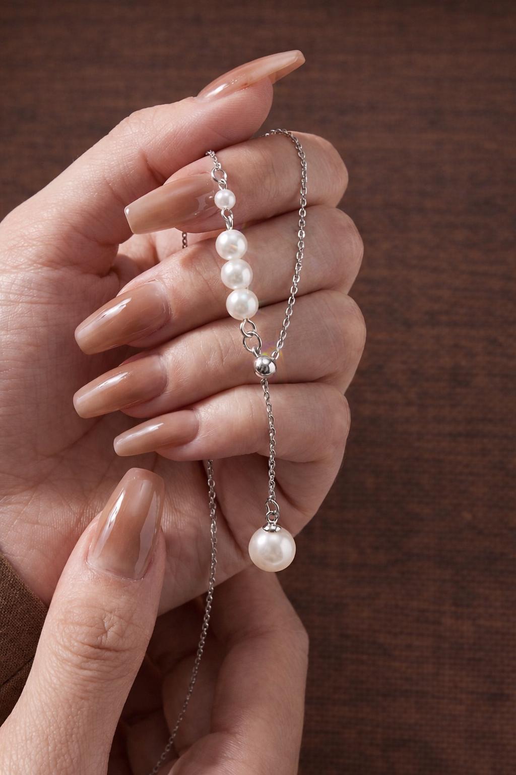 Artistic Pearl Necklace, Elegant Minimalist Jewelry, Timeless Design