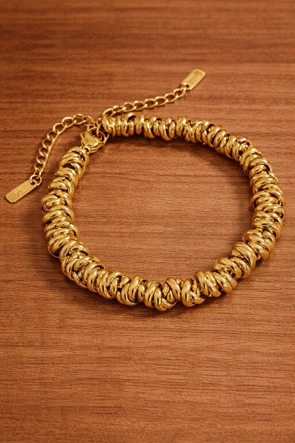 18K Gold Plated Stainless Steel Vintage Twist Chain Bracelet, Braided Jewelry