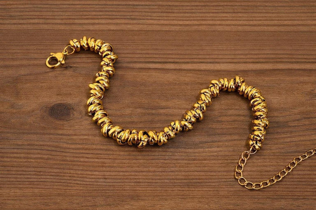 18K Gold Plated Stainless Steel Vintage Twist Chain Bracelet, Braided Jewelry