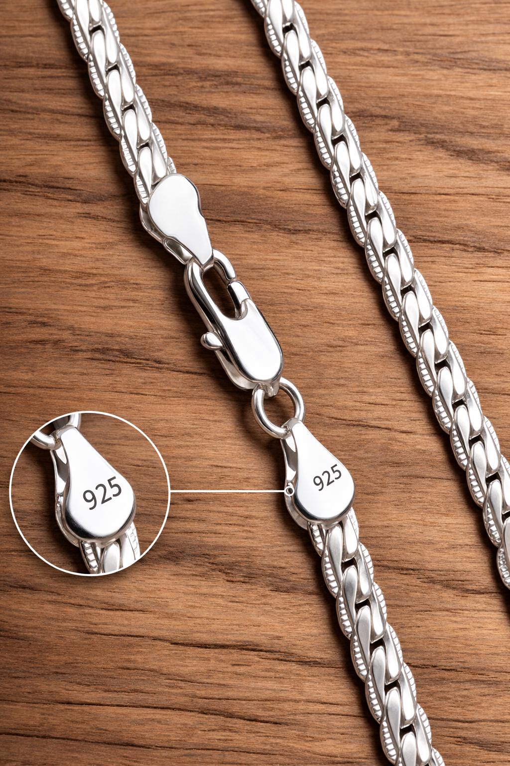 Unisex 925 Sterling Silver Chain Necklace 50cm, Minimalist Luxury Everyday Jewelry