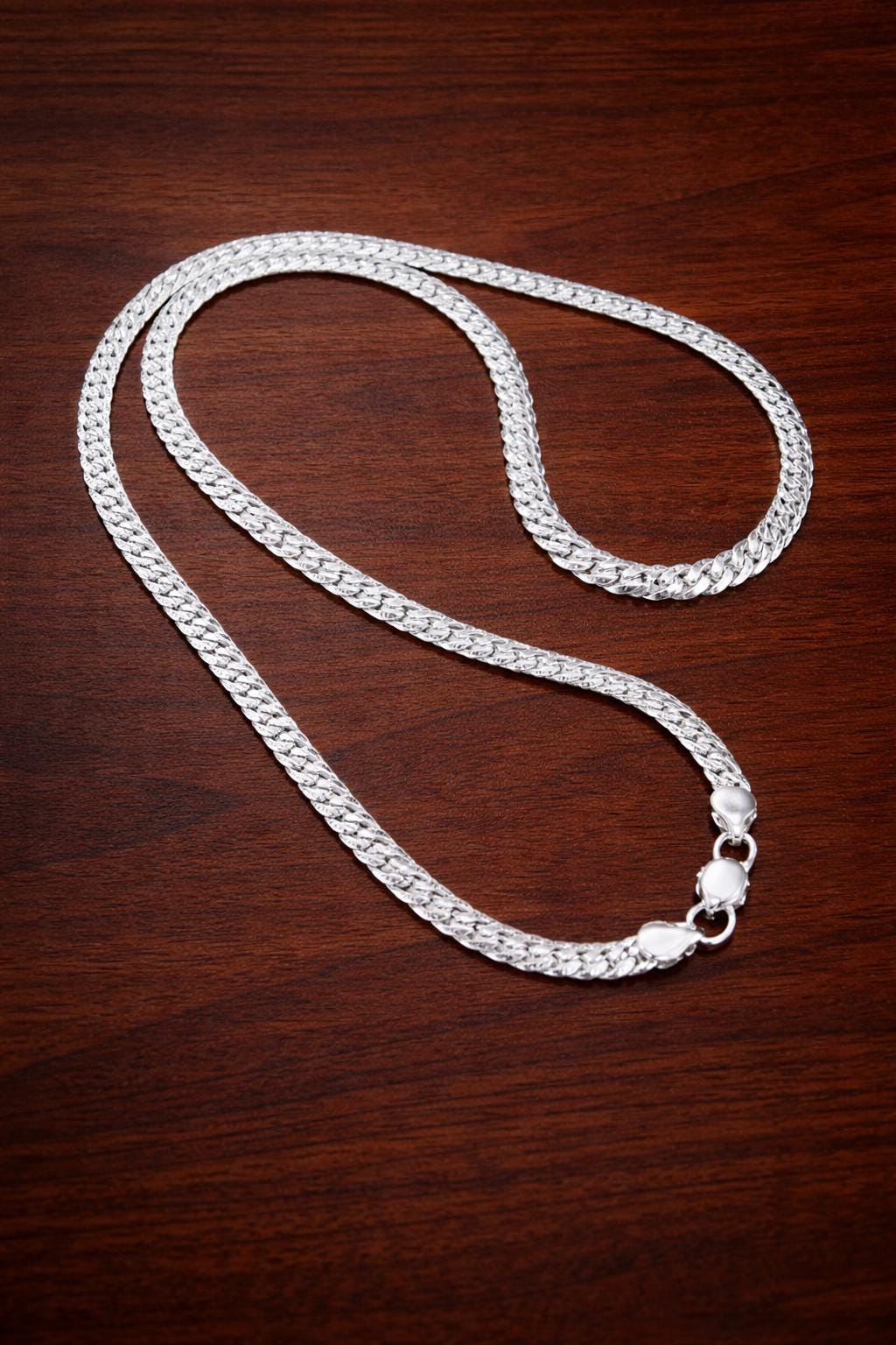 925 Sterling Silver Luxury Chain Necklace 50cm, Unisex Everyday Jewelry Gift