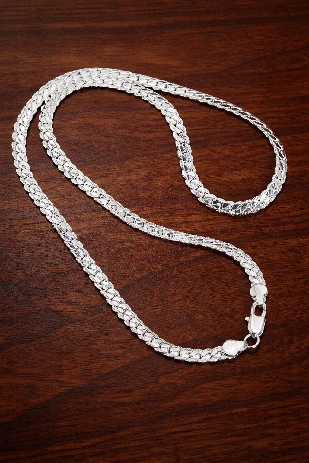 925 Sterling Silver Luxury Chain Necklace 50cm, Unisex Everyday Jewelry Gift