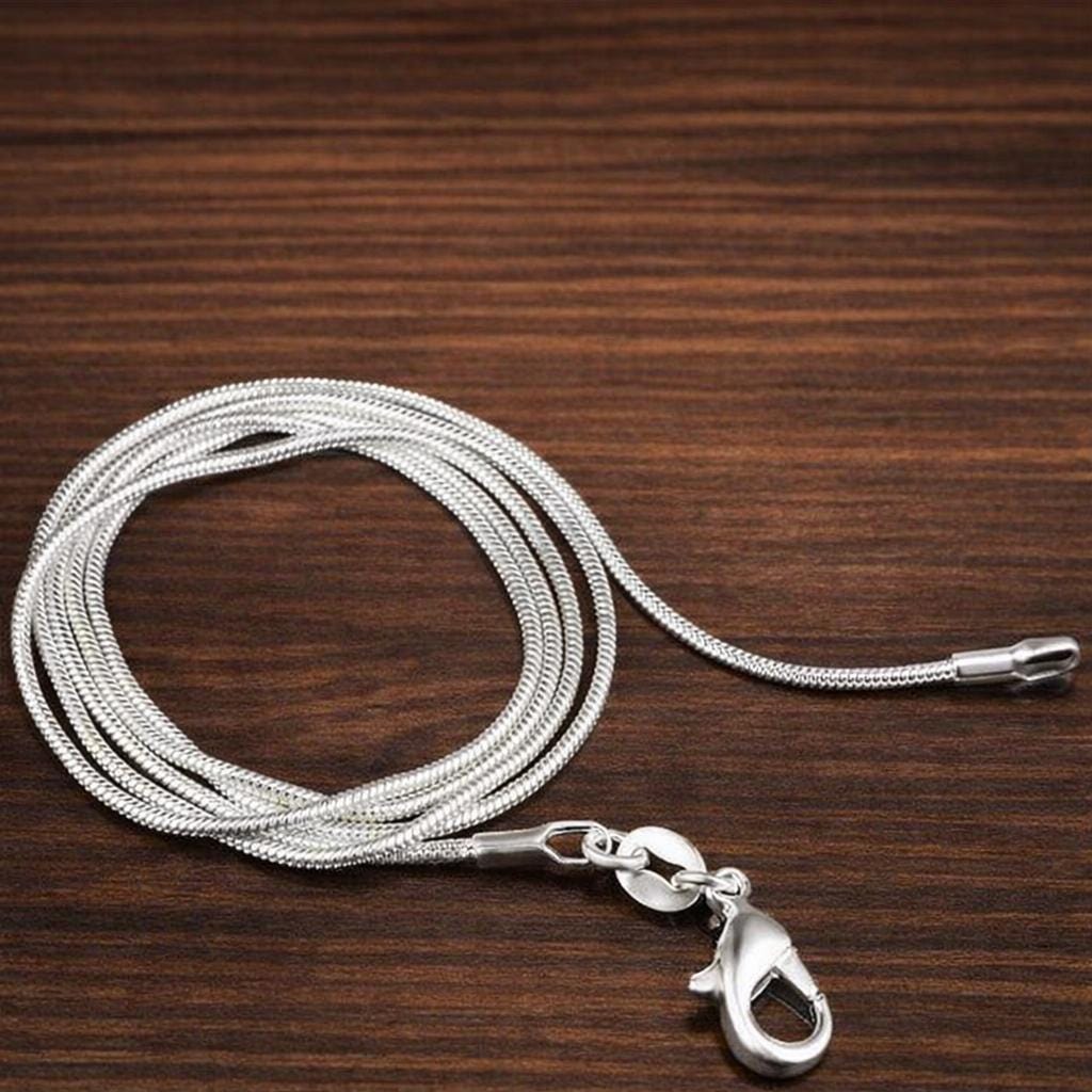1MM Sterling Silver Snake Chain Necklace, Minimalist Unisex Layering Jewelry