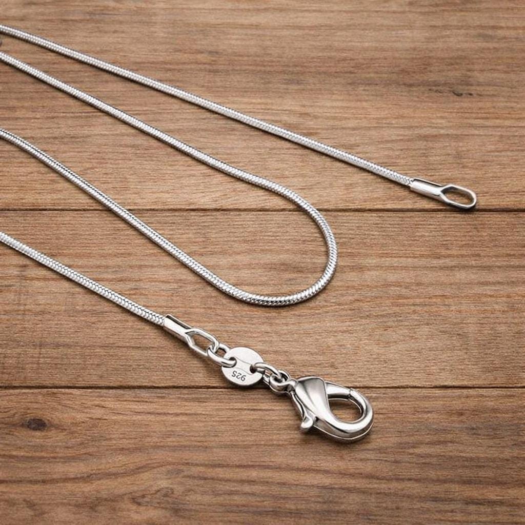 1MM Sterling Silver Plated Snake Chain Necklace, Minimalist Unisex Layering Jewelry