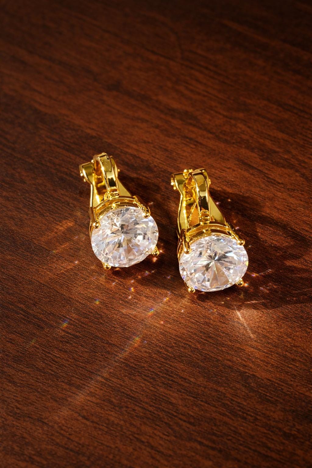 Cube CZ Earrings Set, Clip-On Stud, Minimalist Geometric Cubic Zirconia