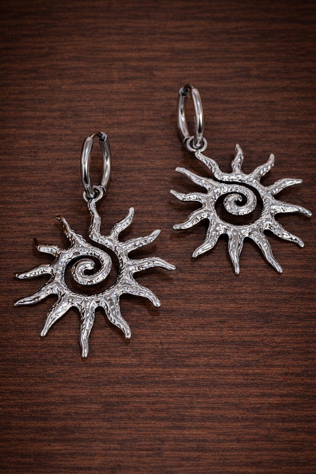 Sunshine Dangle Earrings, Stainless Steel Sun Earrings, Gold Minimalist Pendant Jewelry, Gift for Women