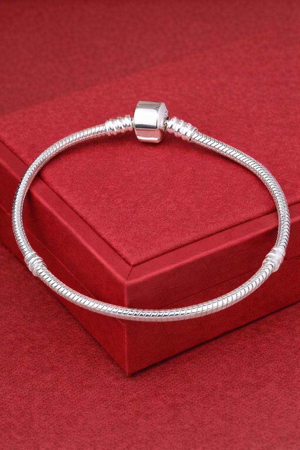 925 Sterling Silver Snake Chain Charm Bracelet – Minimalist European Style Stackable Jewelry