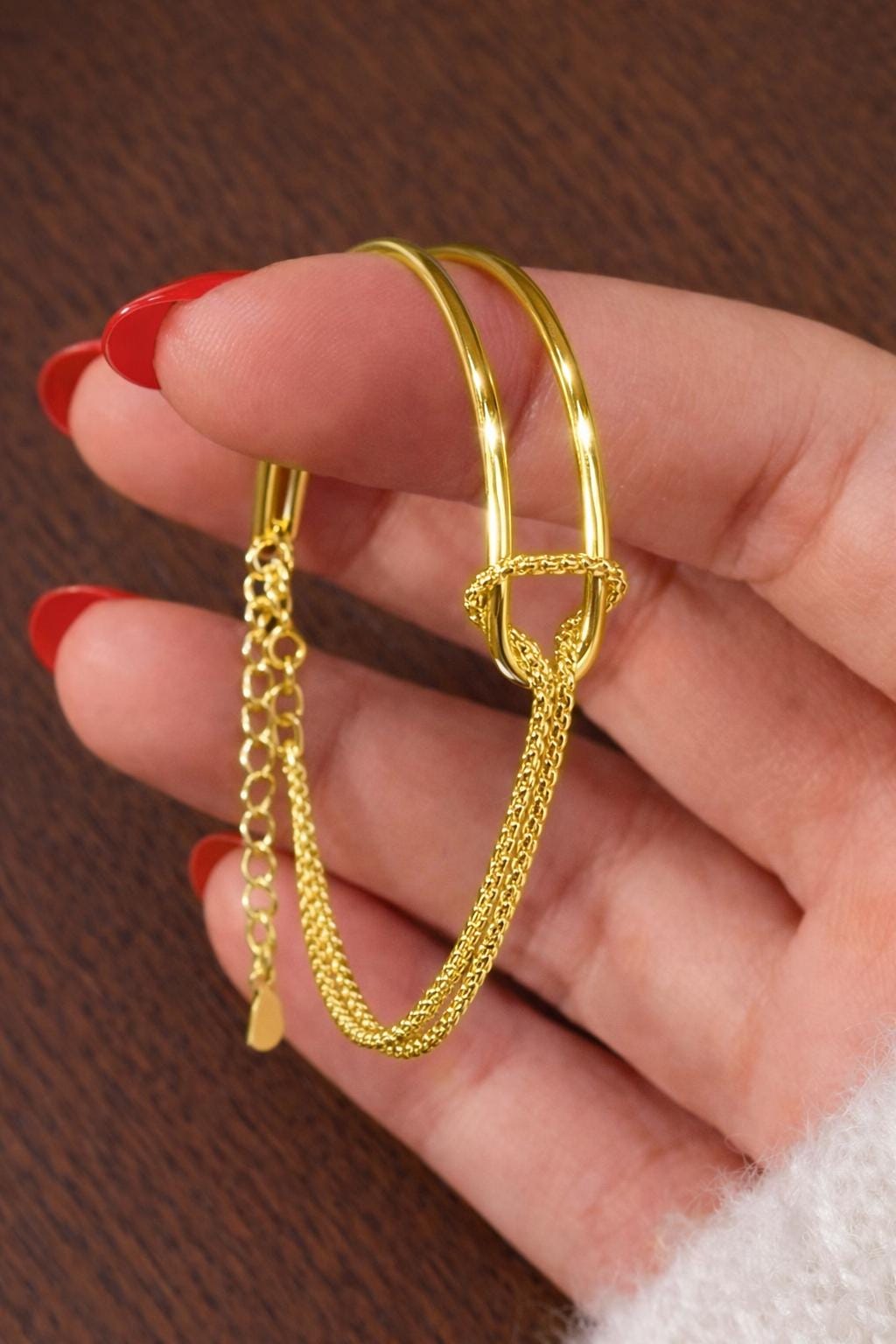 925 Sterling Silver Double Layer Knot Bracelet, Minimalist Snake Chain Jewelry