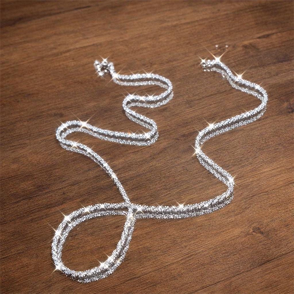925 Sterling Silver Plated Shiny Chain Necklace, Minimalist Couple Choker
