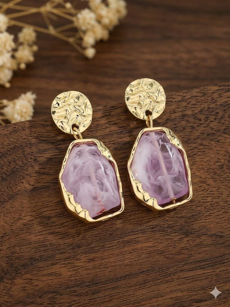 Bohemian Resin Earrings, Luxury Statement Dangle, Classic Versatile Jewelry for Women