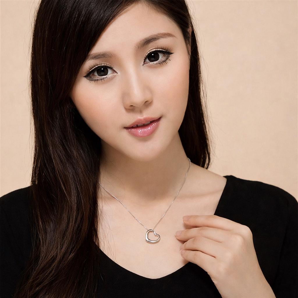 925 Sterling Silver Heart Jewelry Set, Minimalist Matching Necklace Bracelet for Women