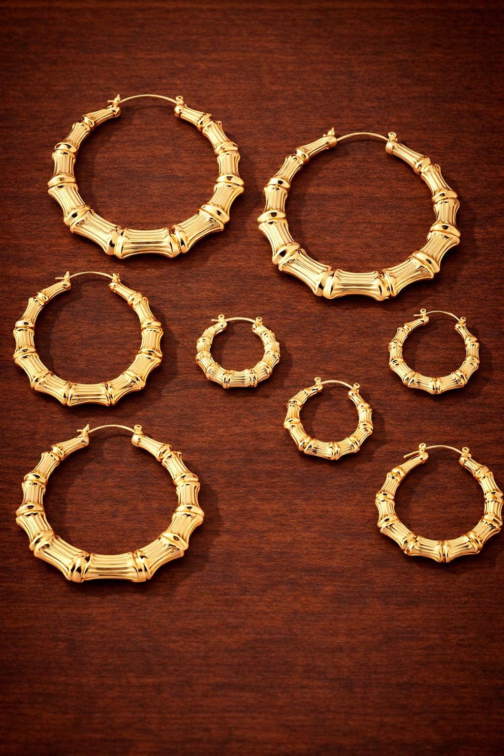 Trendy Bamboo Hoop Earrings Set, Minimalist Geometric Metal Hoop Jewelry