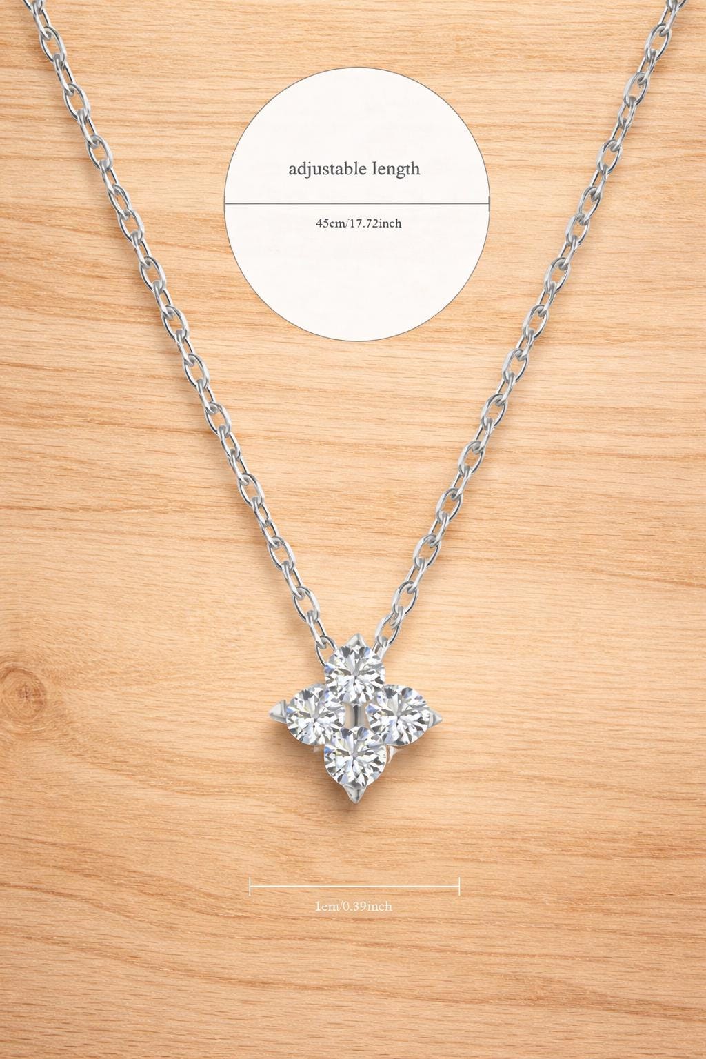 925 Sterling Silver Flower Necklace, Cubic Zirconia Pendant, Elegant Wedding Jewelry