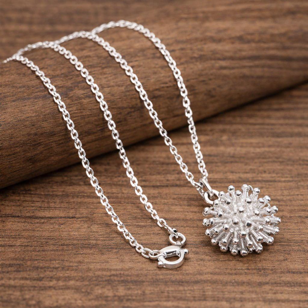Sterling Silver Plated Coral Pendant Necklace, Ocean Inspired Elegant Jewelry (16-30 Inch Chain)