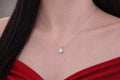925 Sterling Silver Round Cut Cubic Zirconia 4-Claw Pendant Necklace for Women