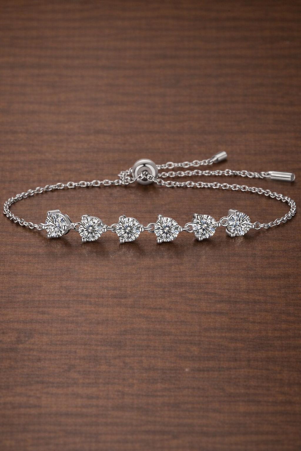 925 Sterling Silver Moissanite Bracelet, Minimalist Dainty Chain Jewelry