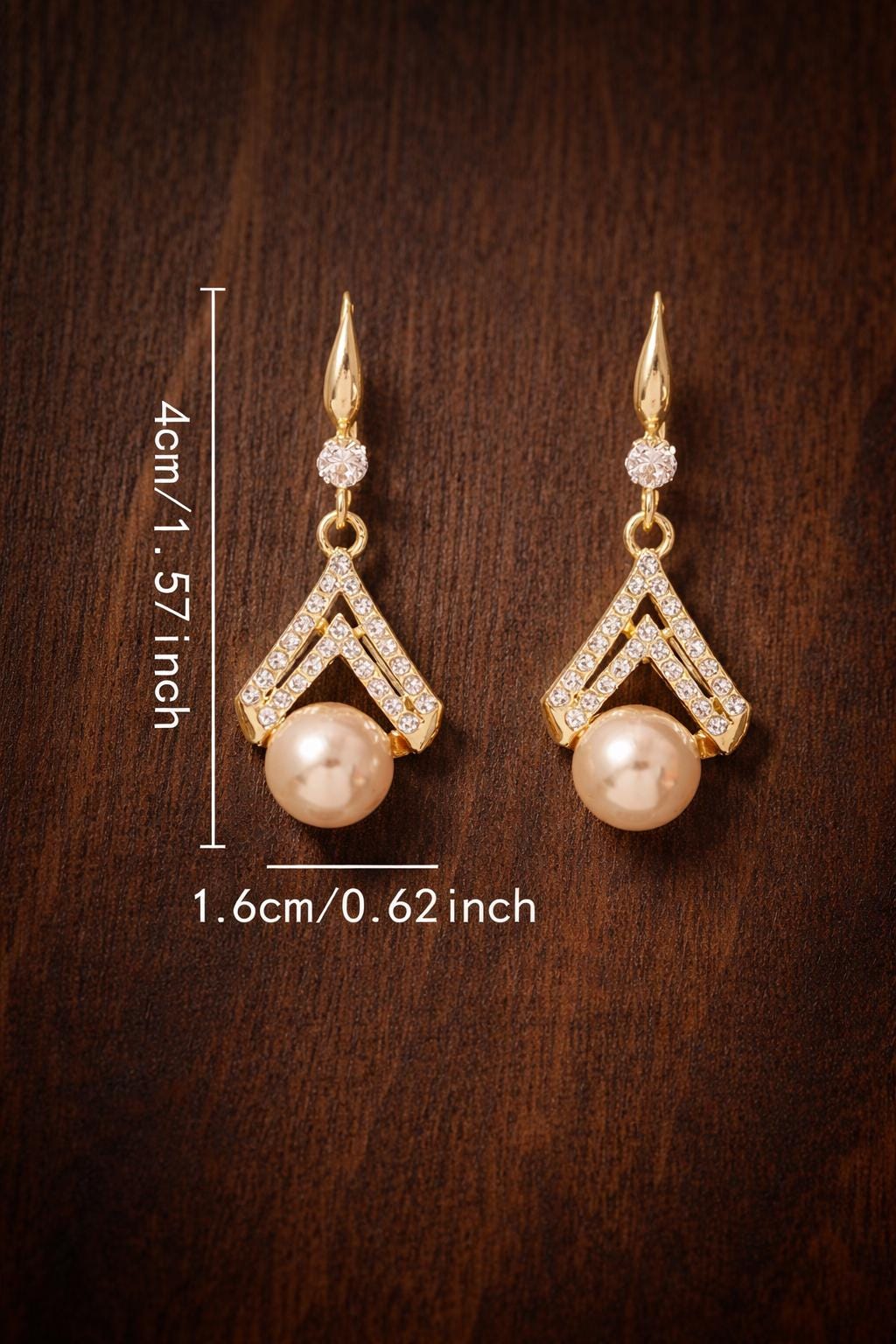 Champagne Pearl Drop Earrings, Elegant Gold Dangle, Cubic Zirconia, Wedding Jewelry