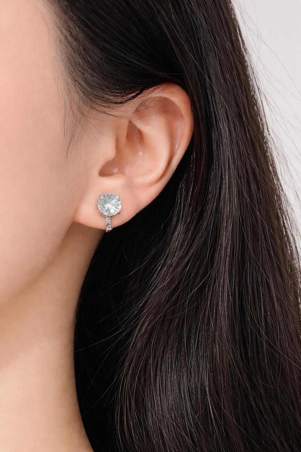 Cube CZ Earrings Set, Clip-On Stud, Minimalist Geometric Cubic Zirconia