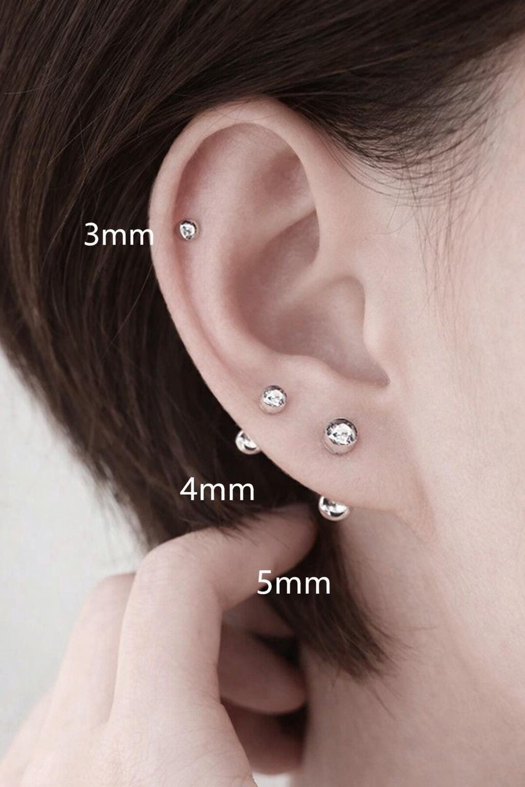 3 Pairs Stainless Steel Ball Stud Earrings, 18K Gold Plated Minimalist Jewelry