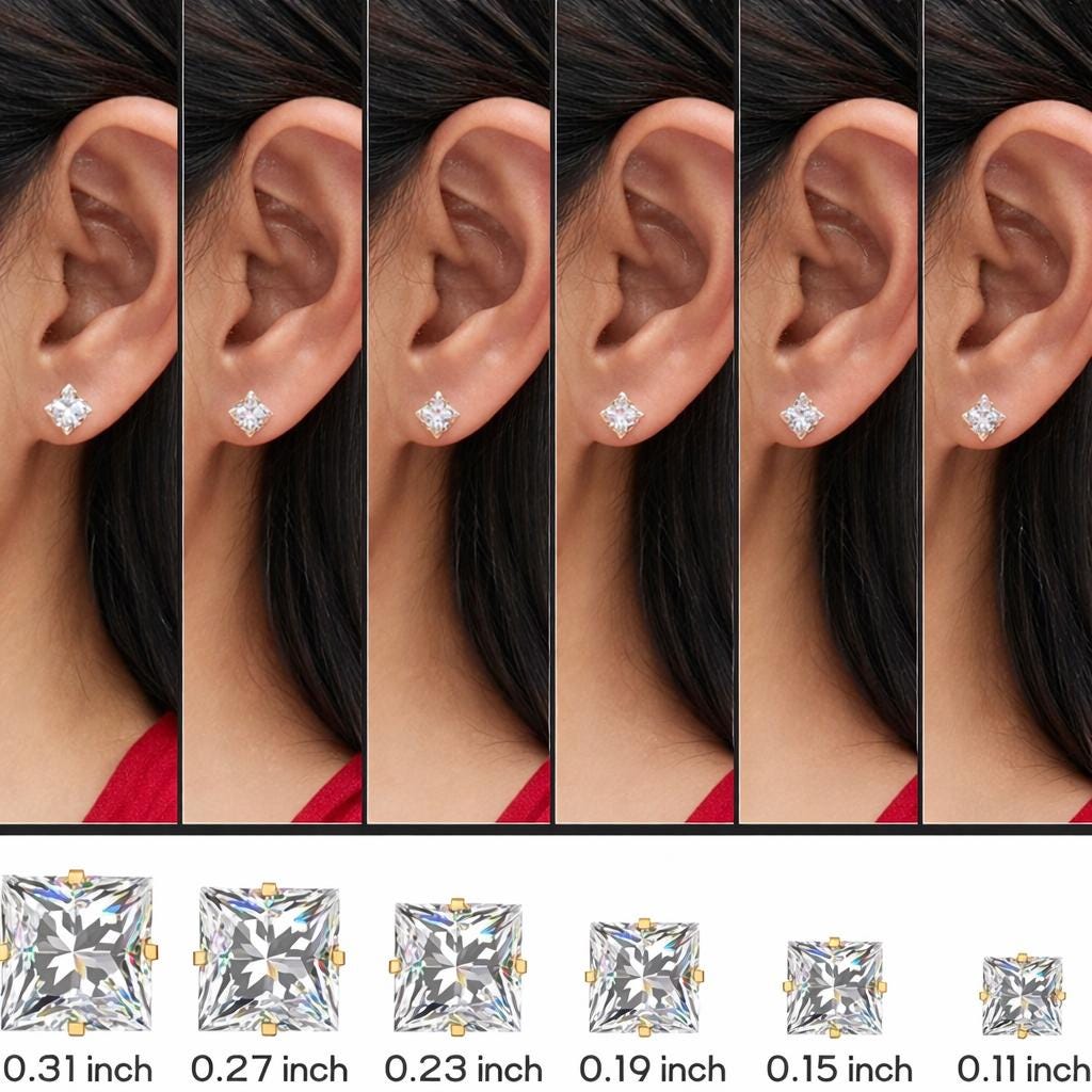 6 Pairs Stainless Steel Stud Earrings Set, CZ Earrings Gold & Silver, Hypoallergenic Waterproof Jewelry