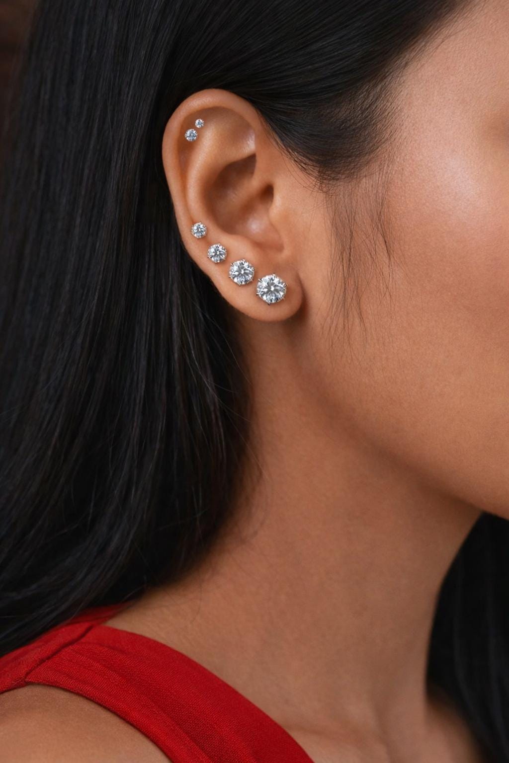 6 Pairs Stainless Steel Stud Earrings Set, CZ Earrings Gold & Silver, Hypoallergenic Waterproof Jewelry