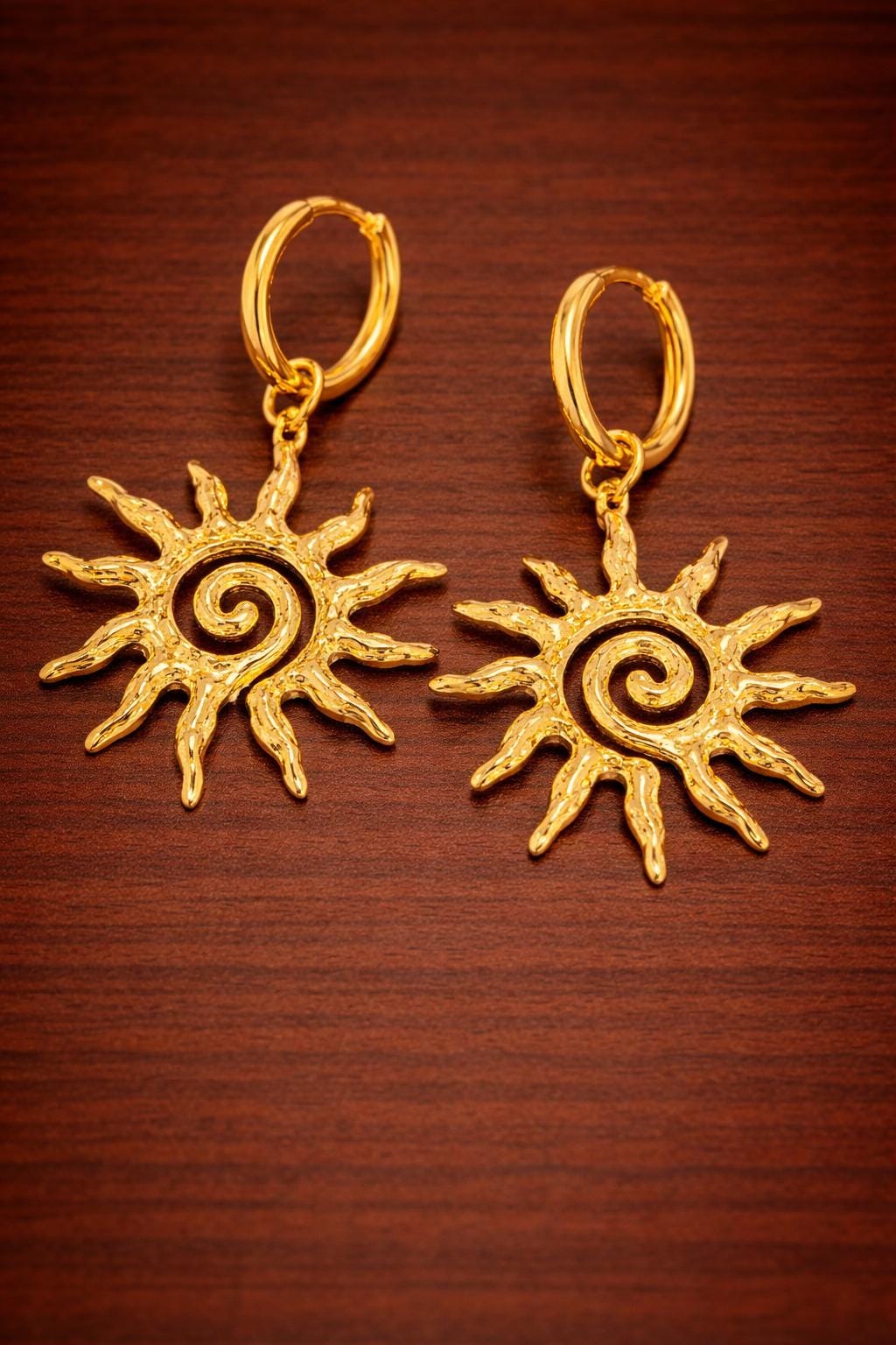 Sunshine Dangle Earrings, Stainless Steel Sun Earrings, Gold Minimalist Pendant Jewelry, Gift for Women