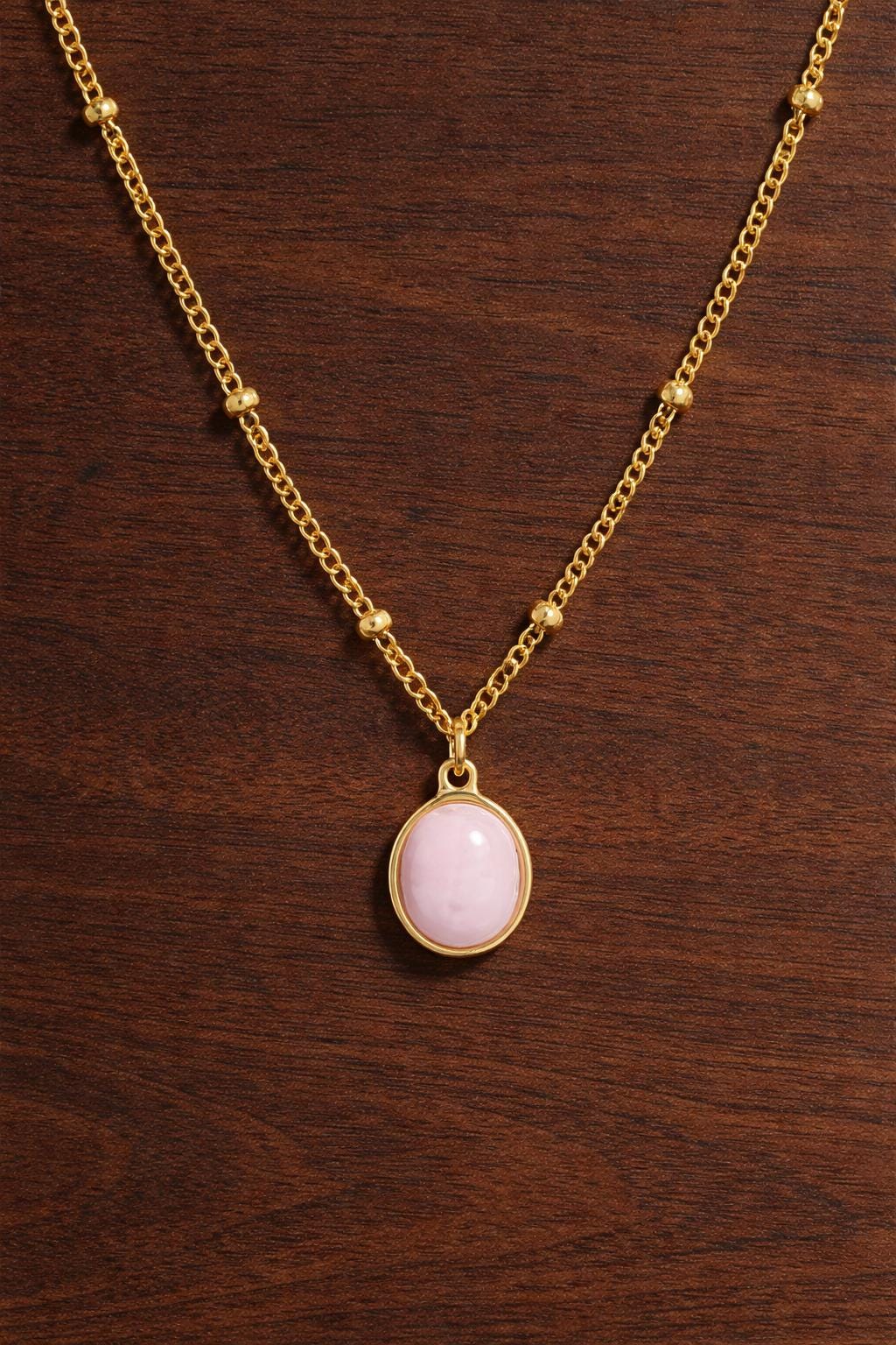 Colorful Jelly Stone Pendant Necklace, 18K Gold Plated Stainless Steel, Minimalist Trendy Statement Jewelry