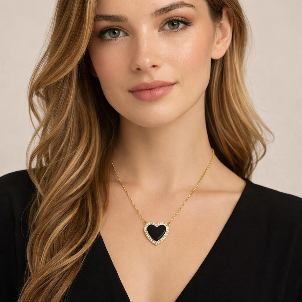 925 Sterling Silver Heart Necklace, Dainty Romantic Gemstone Pendant, Minimalist Love Jewelry