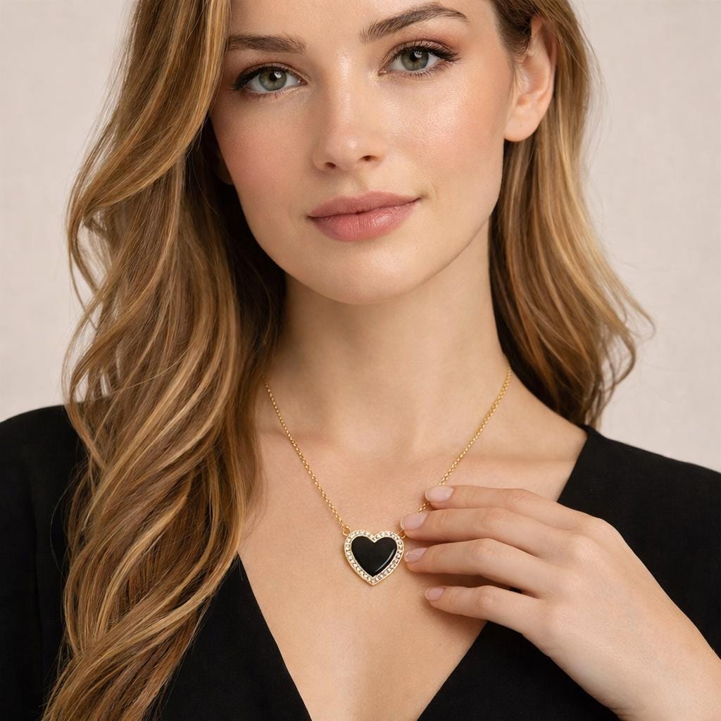 925 Sterling Silver Heart Necklace, Dainty Romantic Gemstone Pendant, Minimalist Love Jewelry
