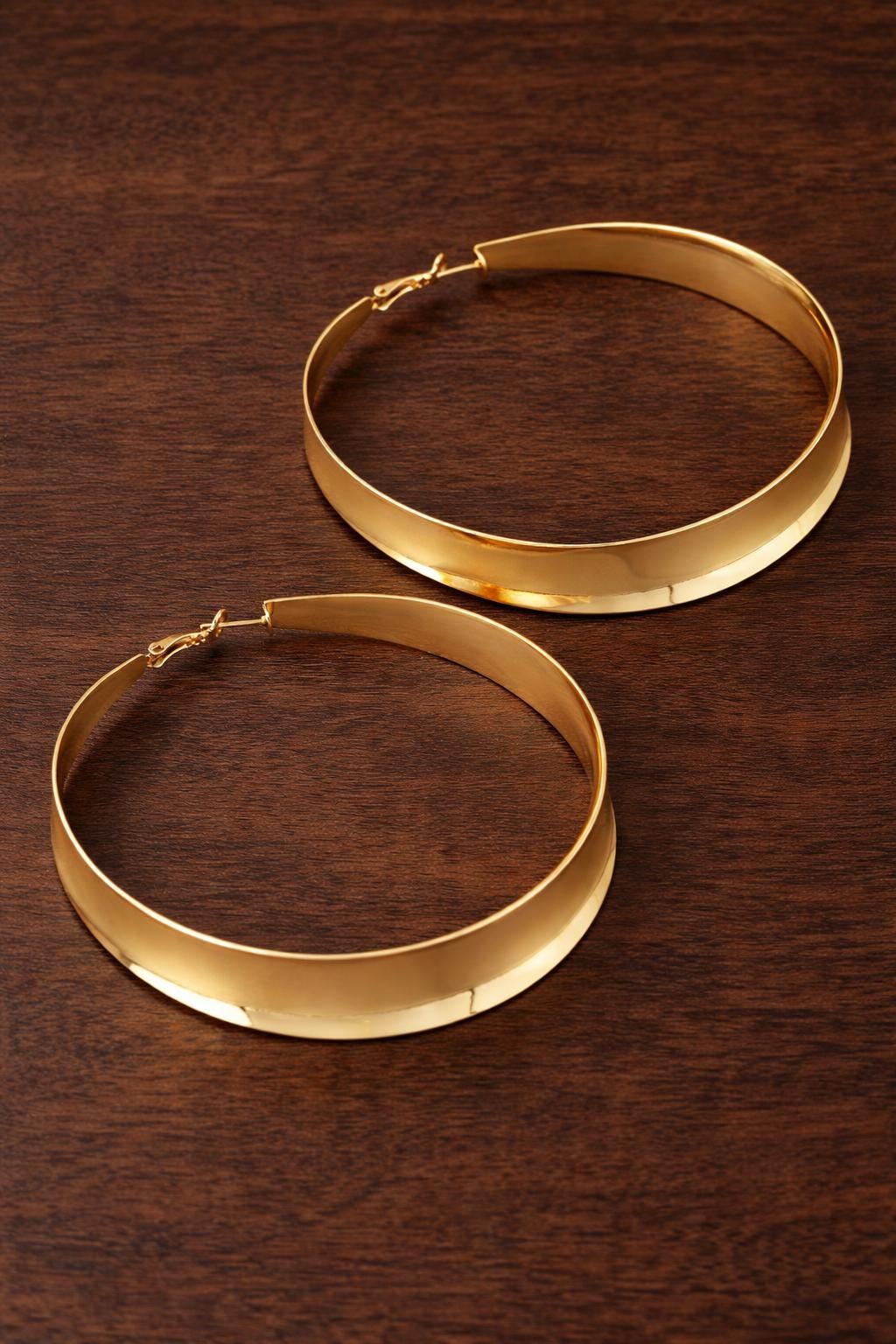 Big Gold Hoop Earrings, Oversized Statement Earrings, Chunky Metallic Hoops, Trendy European Style Jewelry