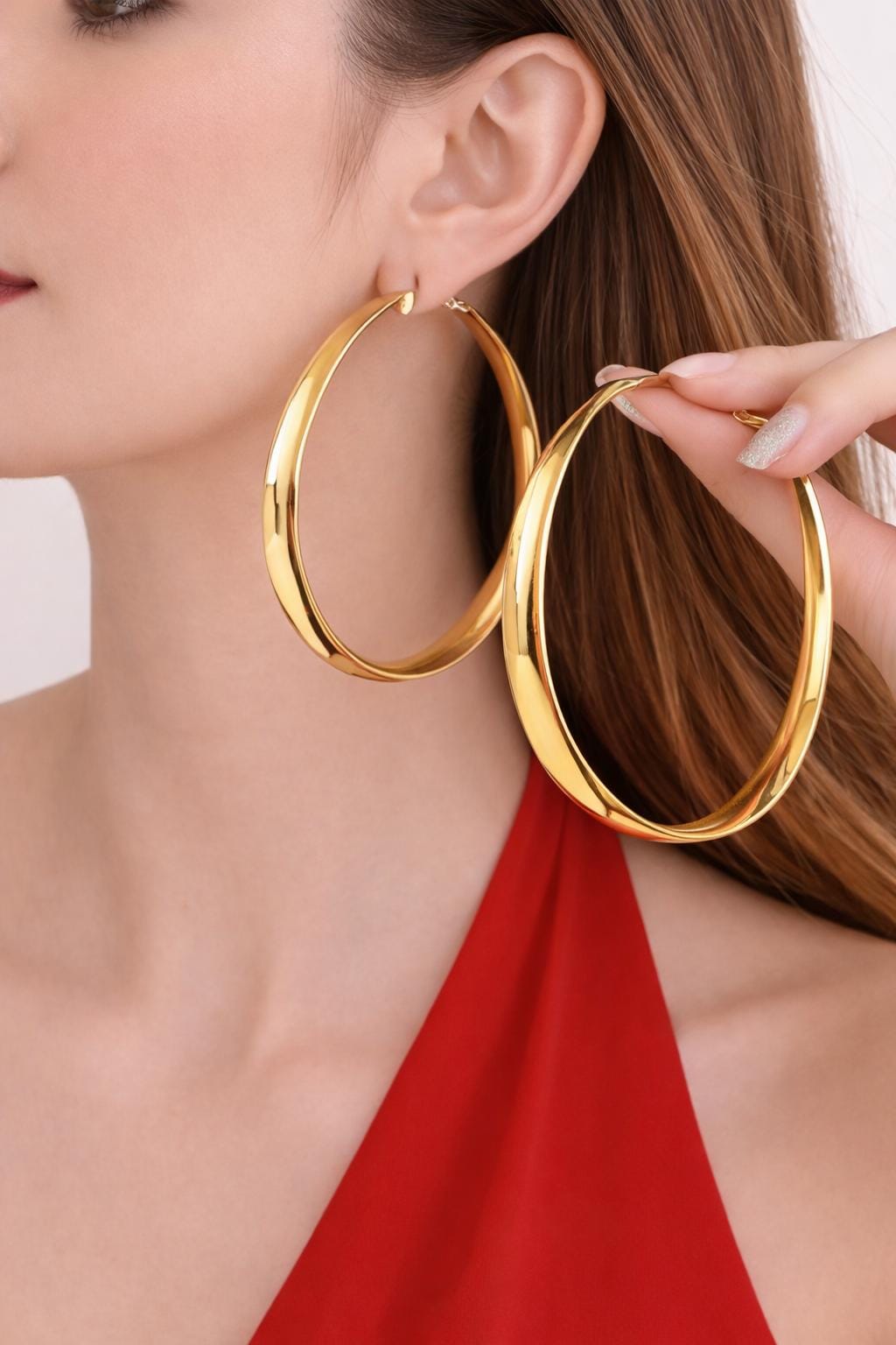 Big Gold Hoop Earrings, Oversized Statement Earrings, Chunky Metallic Hoops, Trendy European Style Jewelry