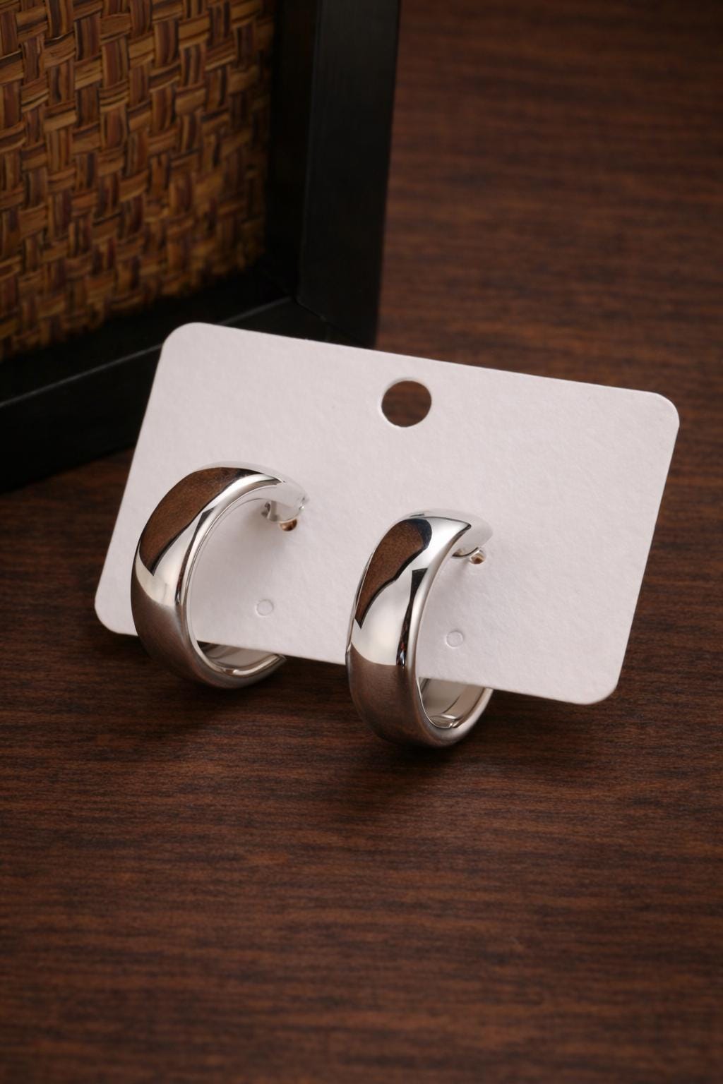 4pcs Chunky Hoop Earrings Set, 10mm Thick Gold Silver Hoops, Minimalist Statement Earrings