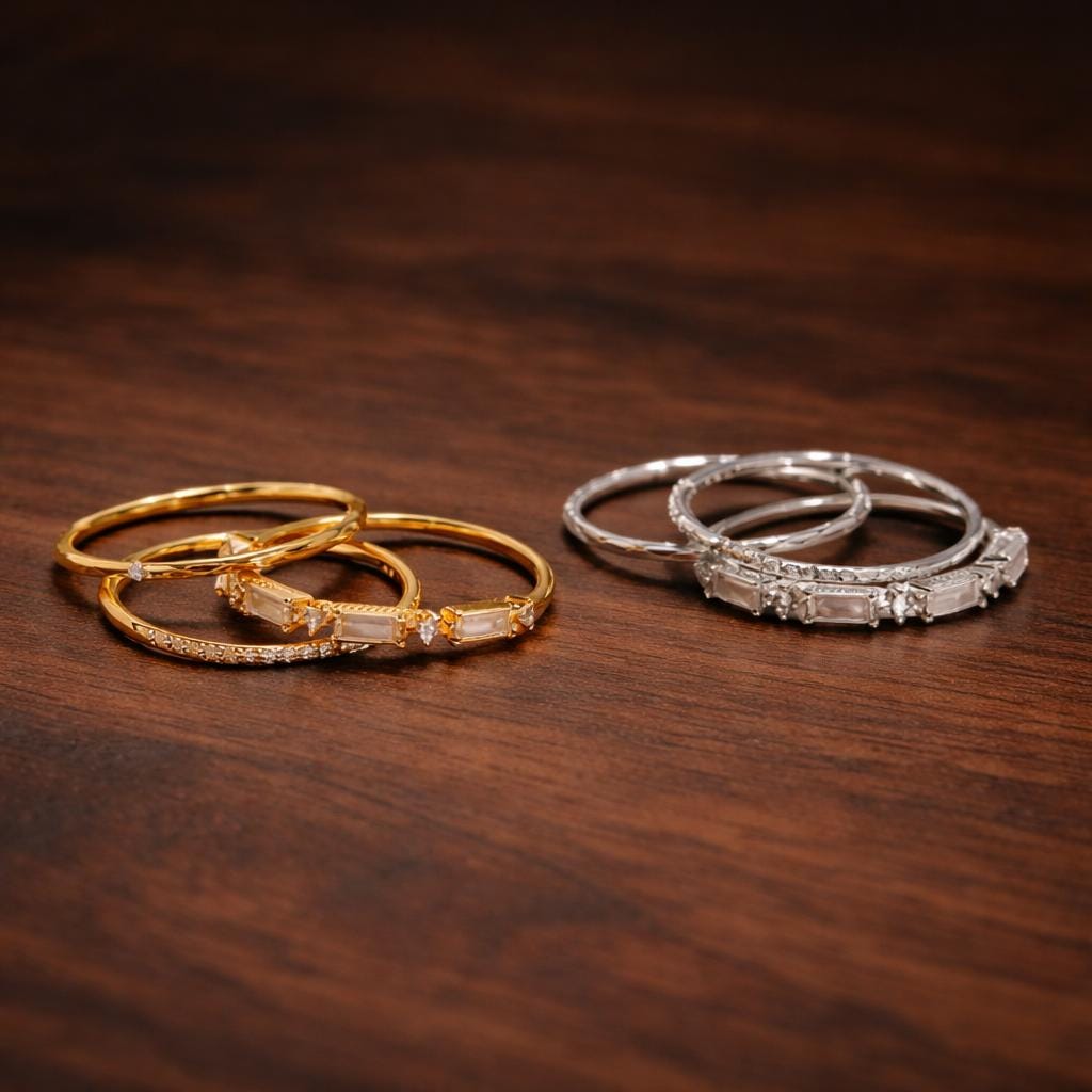 3pcs Stackable Stainless Steel Ring Set: Minimalist, Tarnish-Resistant, Gold/Silver Finish