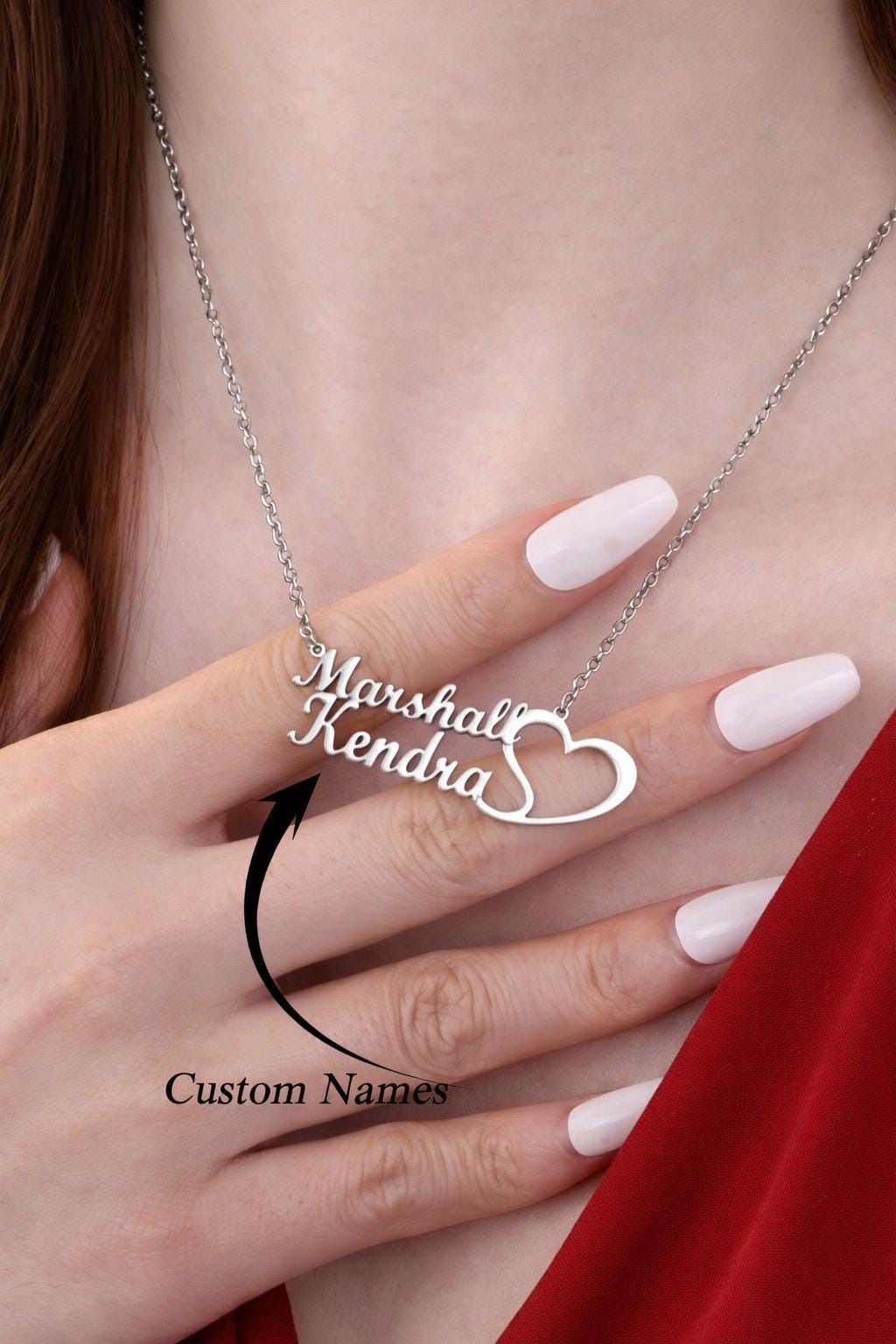 Custom Name Necklace 1-2 Names Paperclip Chain Gold Silver Stainless Steel Personalized Couple Gift