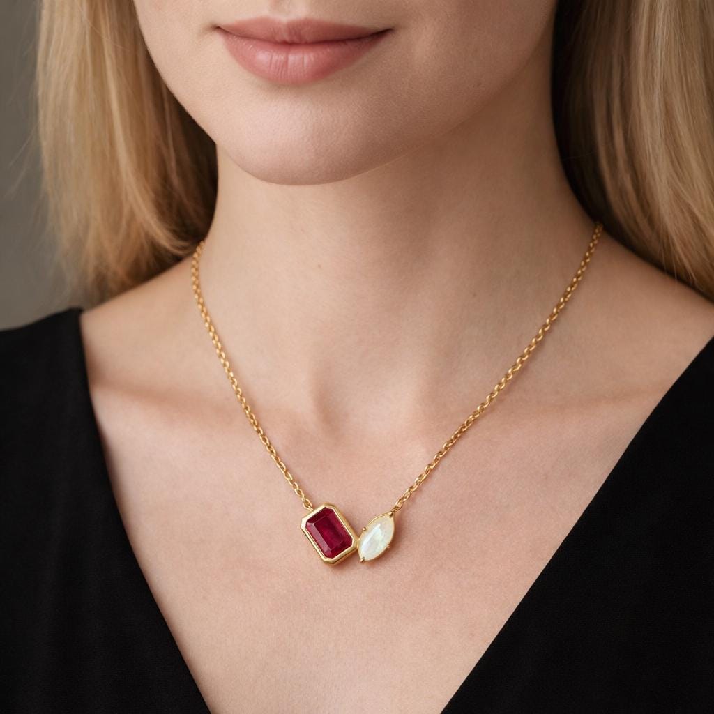Colorful Zircon Pendant Necklace, Gold Chain, Minimalist Dainty Jewelry