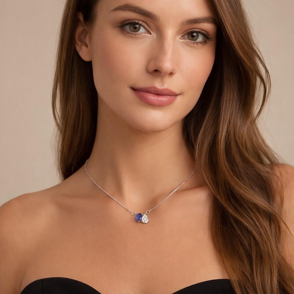 Custom Gold Plated Stainless Steel Birthstone Necklace (2-4 Stones) – Water Drop Charm Jewelry