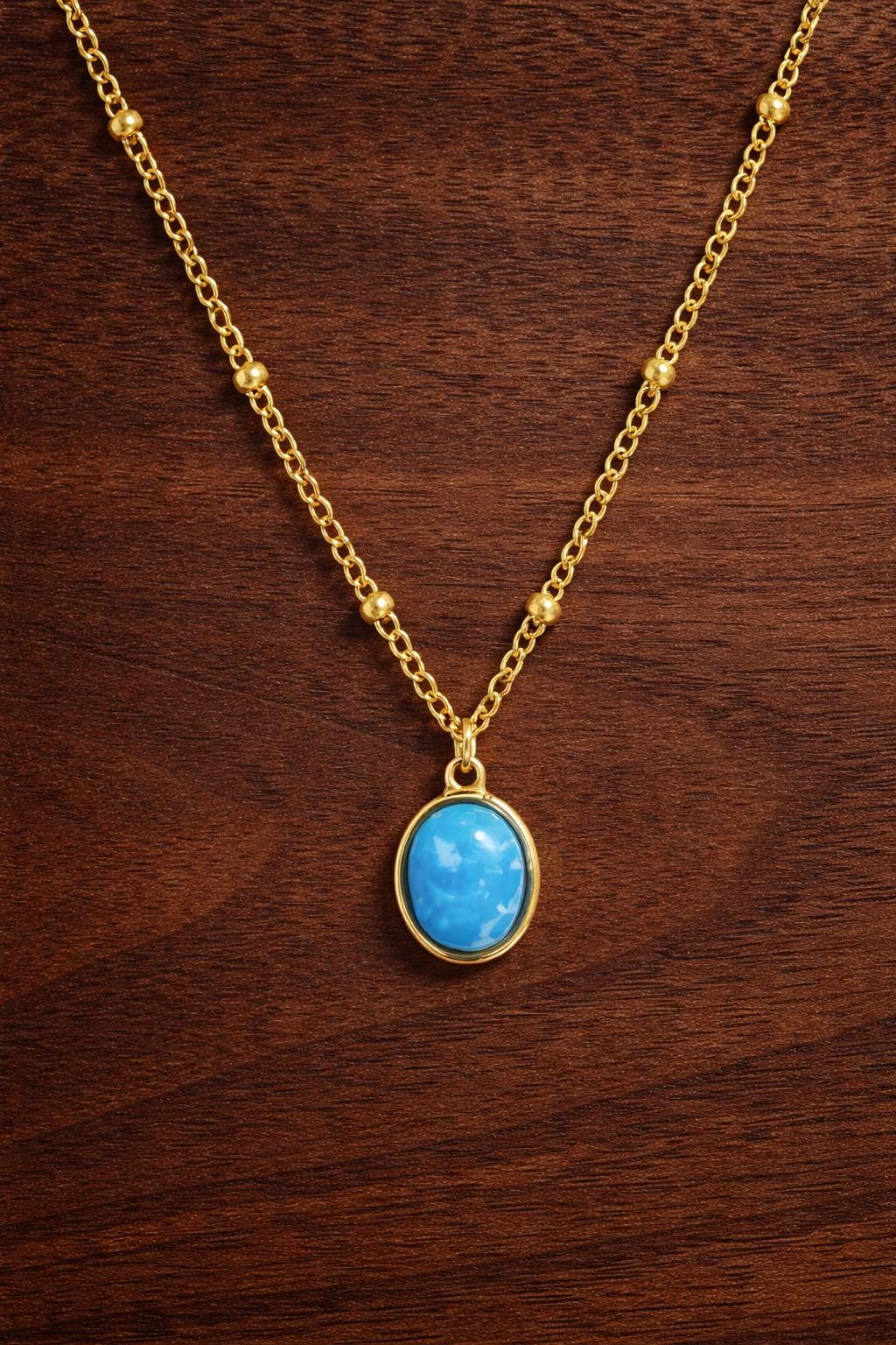 Colorful Jelly Stone Pendant Necklace, 18K Gold Plated Stainless Steel, Minimalist Trendy Statement Jewelry