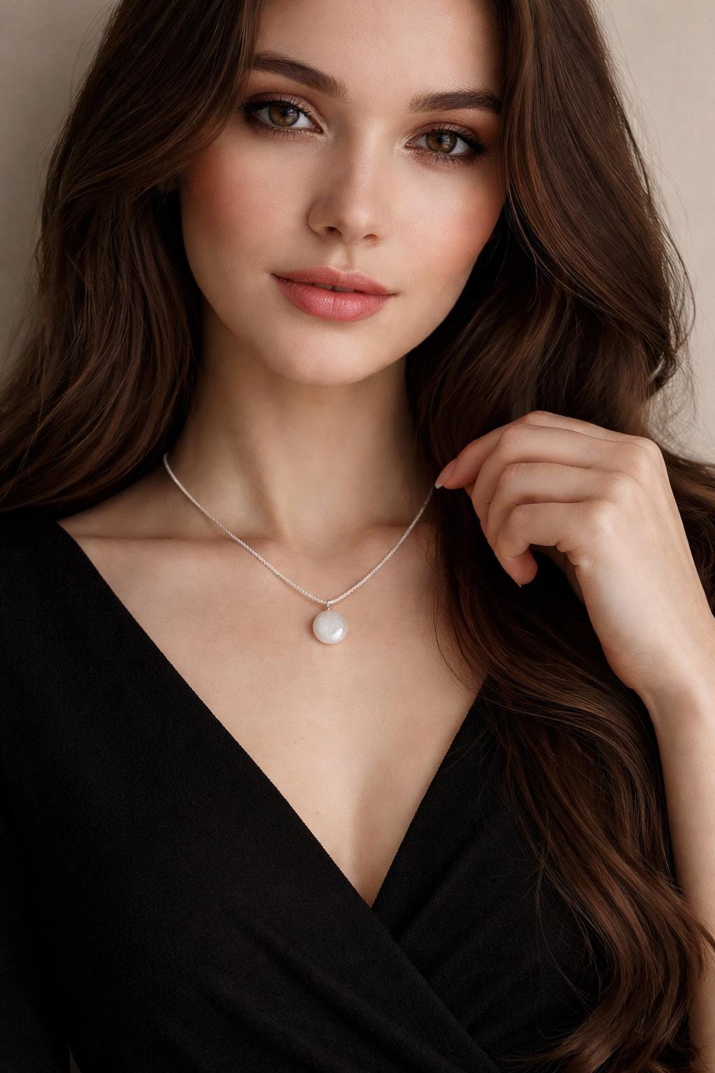Baroque Pearl Necklace Titanium Steel Elegant Thin Chain Pendant for Women Minimalist Jewelry Gift