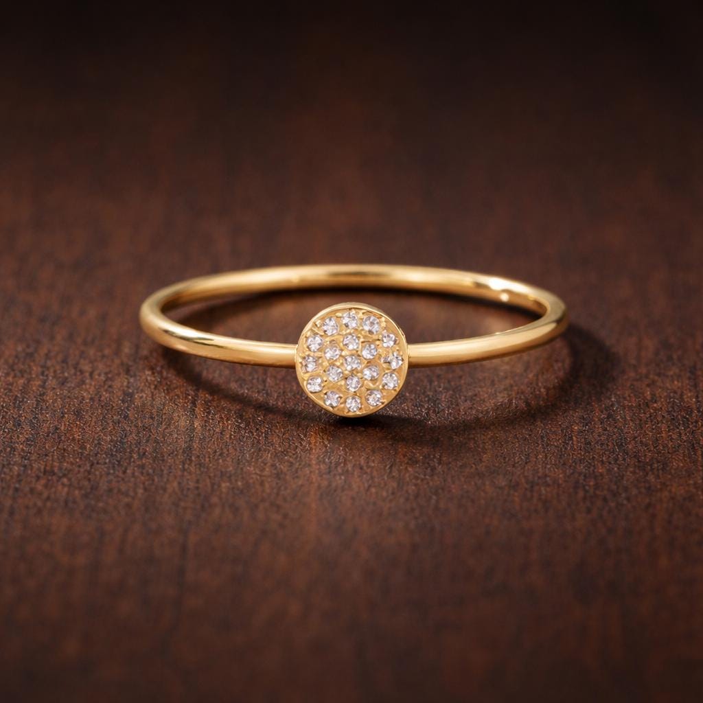 18K Gold Plated CZ Pave Ring, Stainless Steel Bridal Band, Elegant Cubic Zirconia