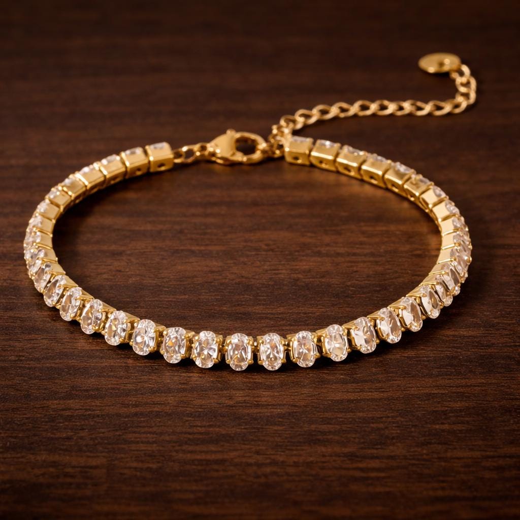 Titanium Steel Zirconia Heart Bracelet – Geometric Chain, Minimalist Elegant Jewelry