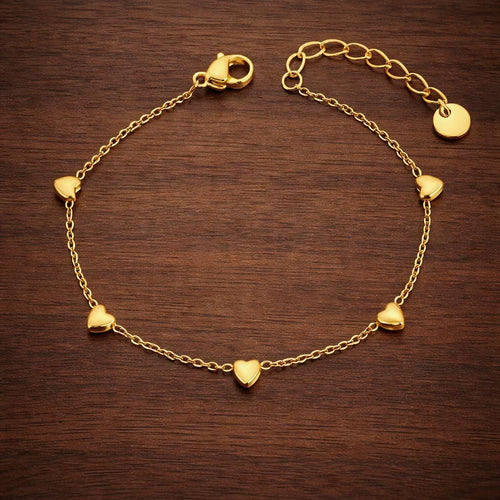18K Gold Plated Heart Chain Bracelet – Dainty Stainless Steel Minimalist Jewelry